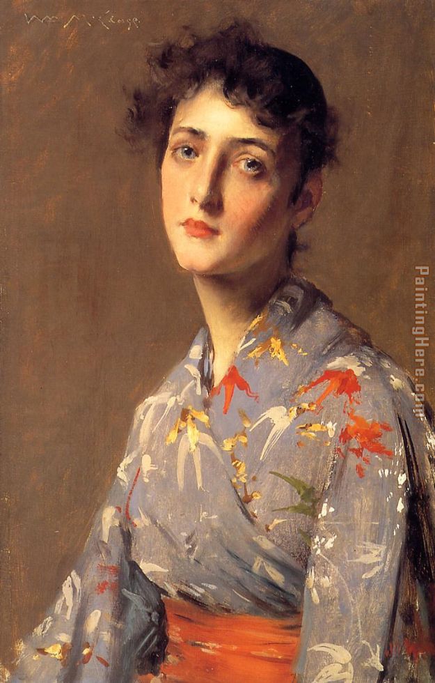 Girl in a Japanese Kimono painting - William Merritt Chase Girl in a Japanese Kimono art painting